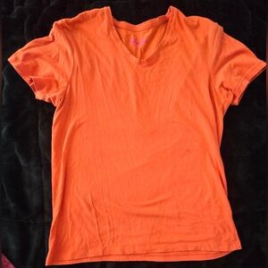 Zara Basic Orange V-Neck T-Shirt XL